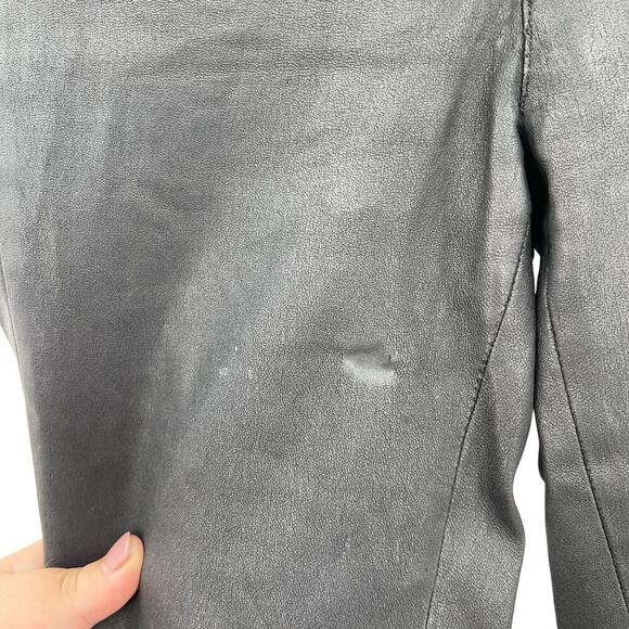 Helmut Lang Black Leather Pull-On Skinny Legging Moto Pants Size 0 *Flawed - Picture 4 of 11